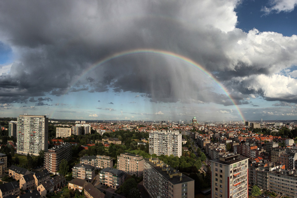 rainbow and rain over belgium