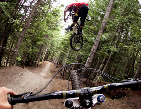 bike jumping forest roads