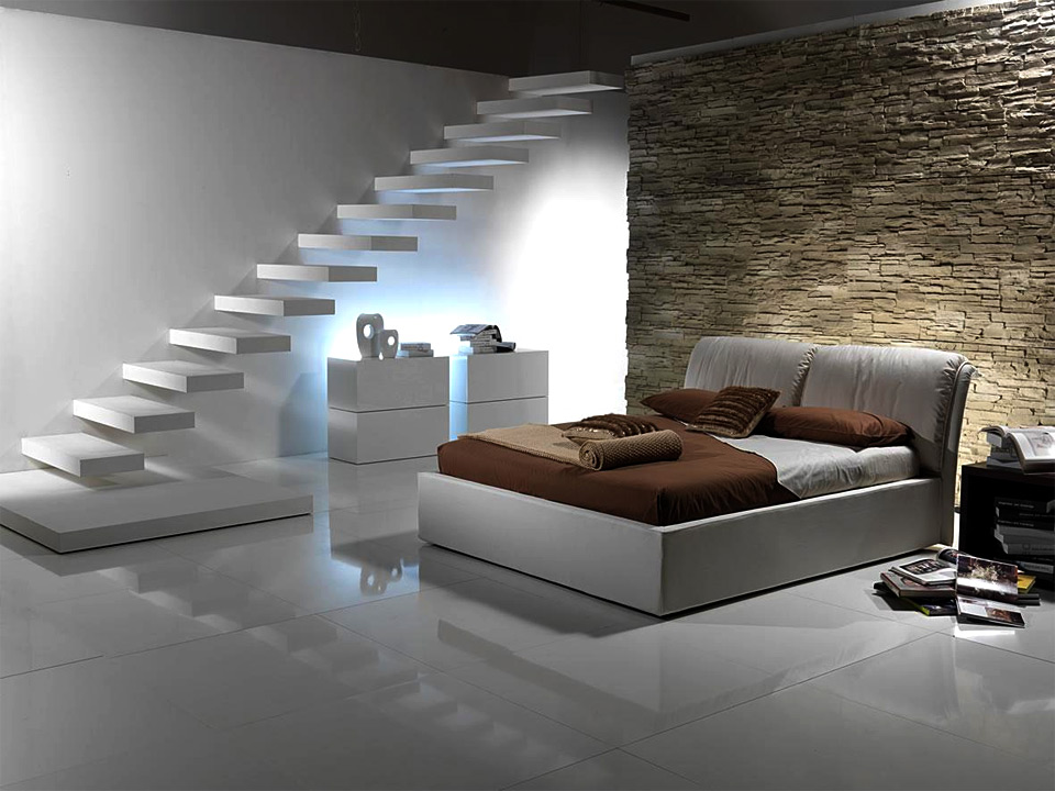 modern lower level bedroom
