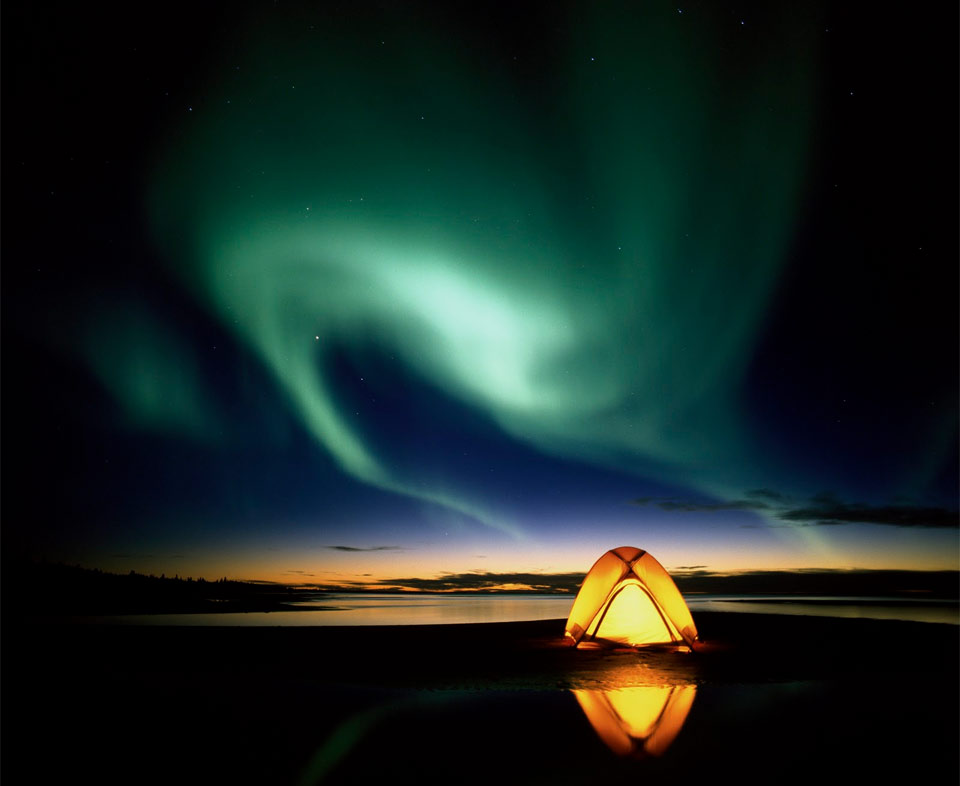 camping under aurora