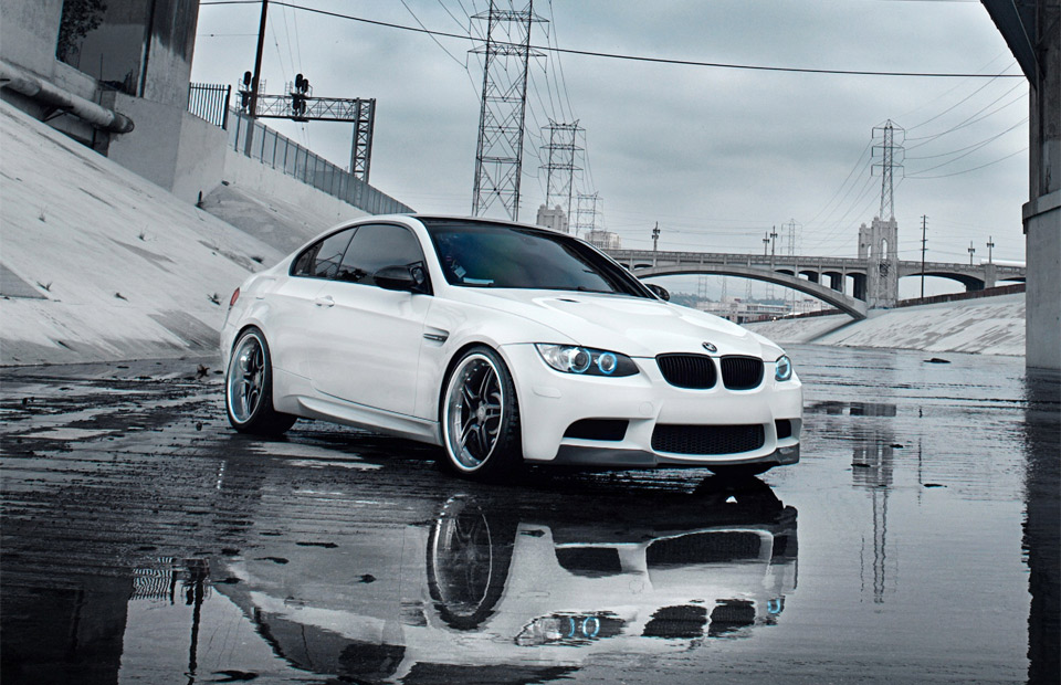 reflection of white bmw