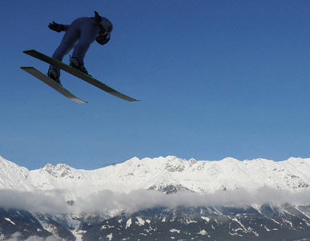 amazing ski jump at world cup