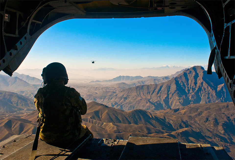 view on afghanistan landscape from a helicopter