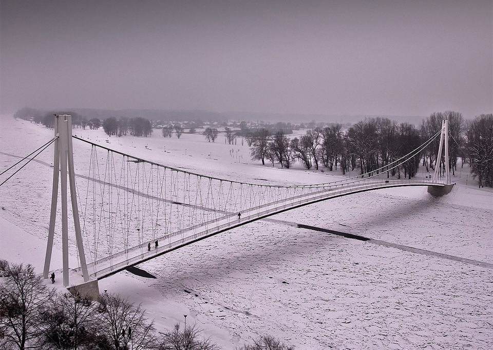 bridge over ice river, croatia