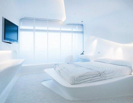 futuristic hotel room in madrid