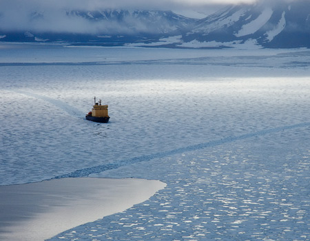 icebreaker in the ice of the arctic ocean
