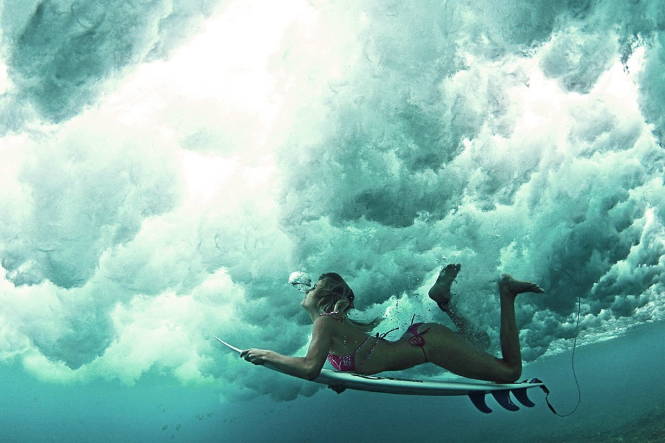 underwater female surfer