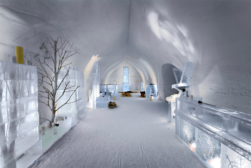 ice hotel lobby, finland