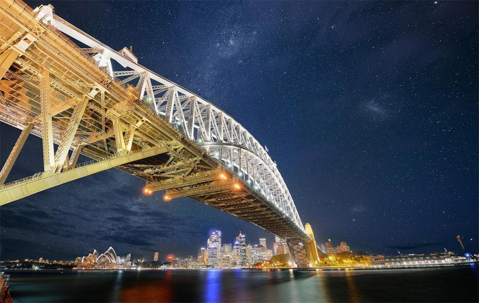 harbour bridge under the stars