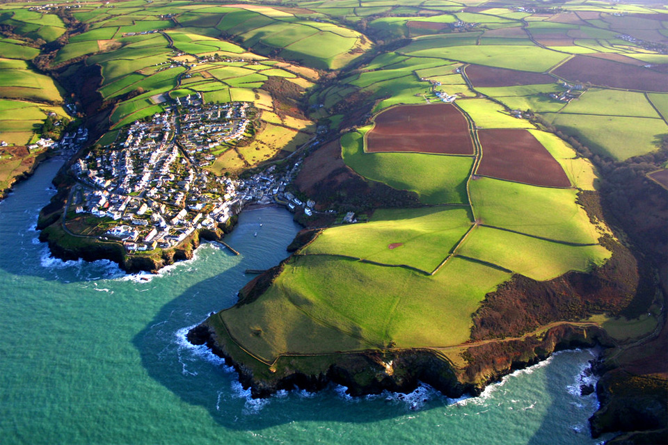 port isaac, england, from above