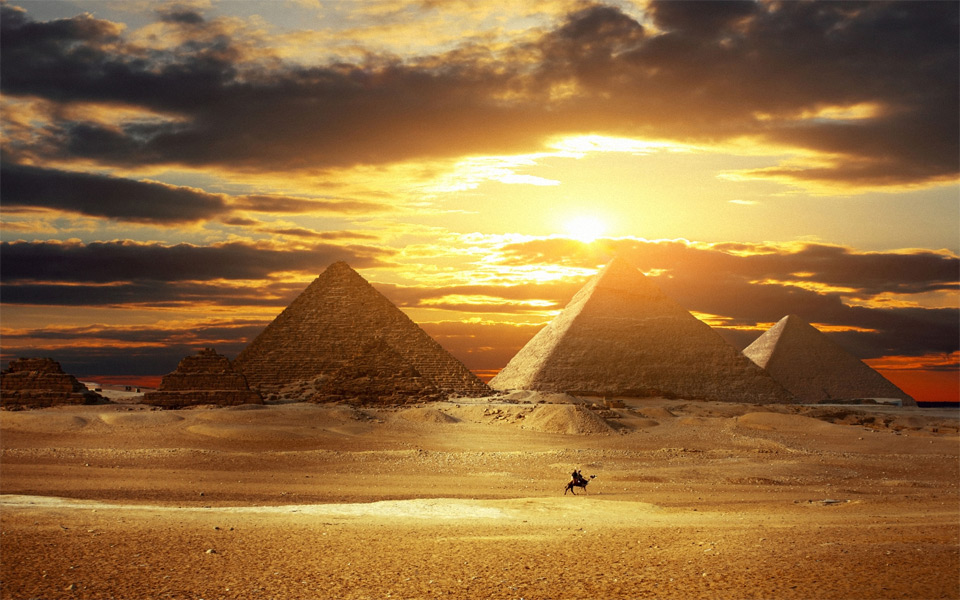 amazing pyramids at sunset