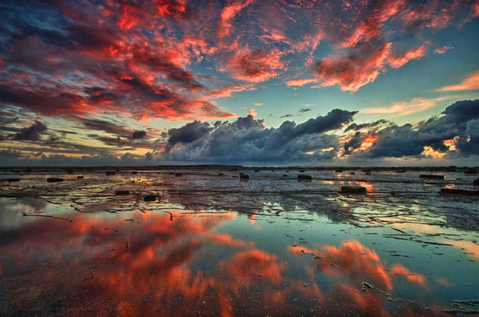 red clouds over long reef, australia