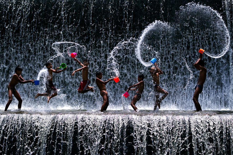 waterfall is our playground, kids of bali