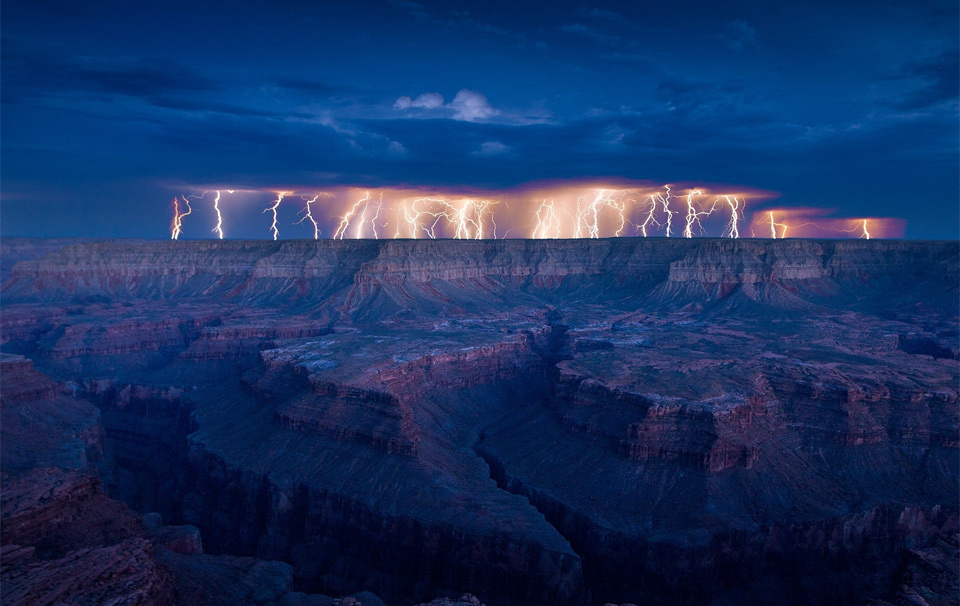 lightning over the grand canyon