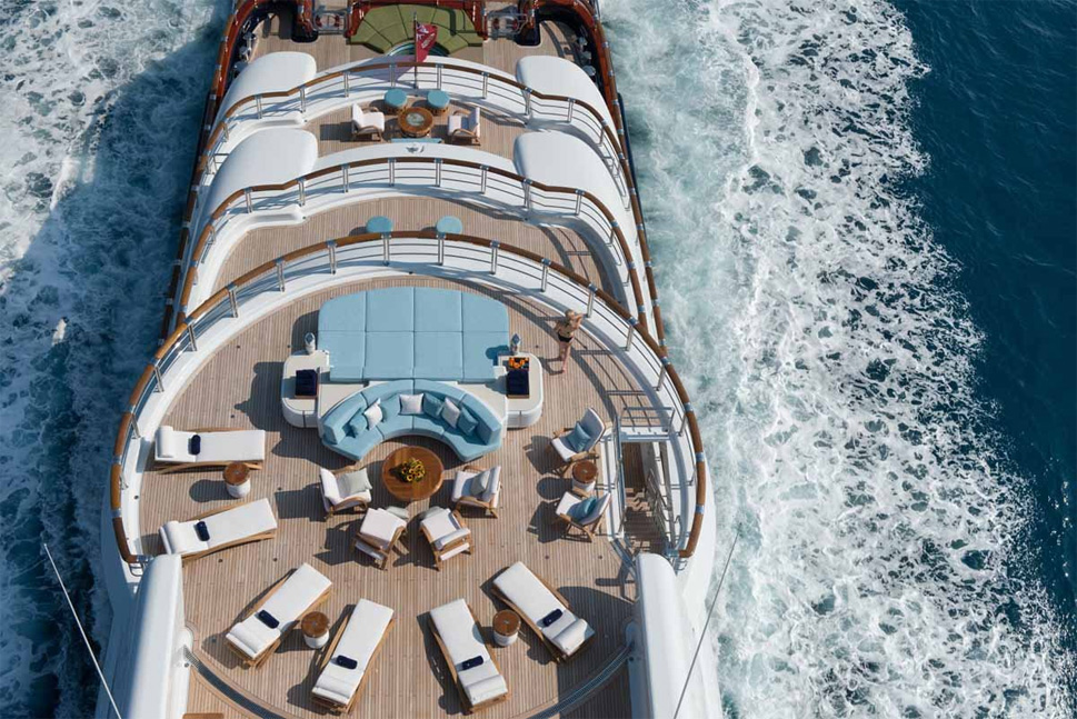 top deck of $300 million yacht “nirvana”
