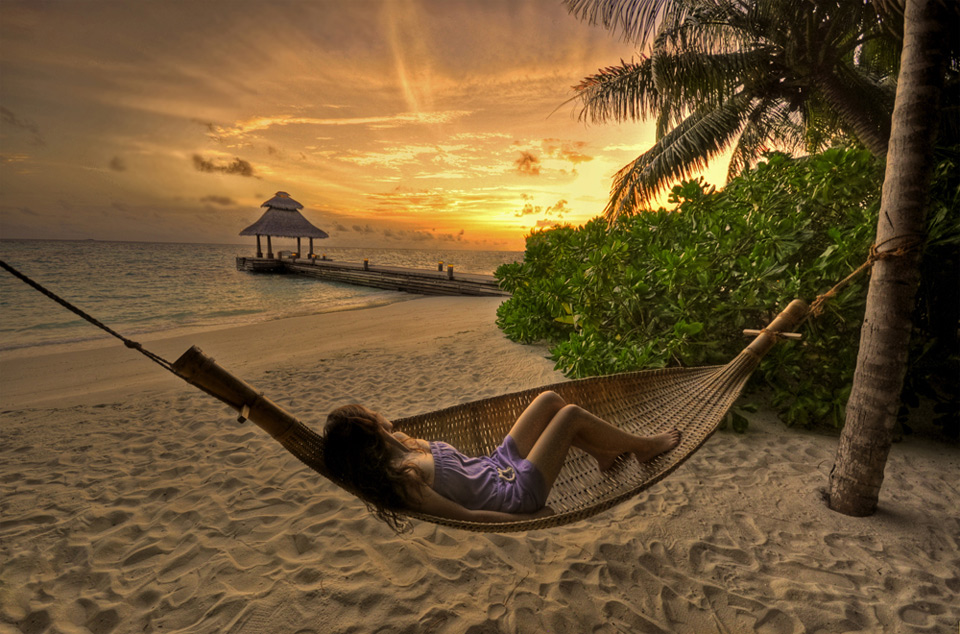 enjoying the sunset, baros, maldives