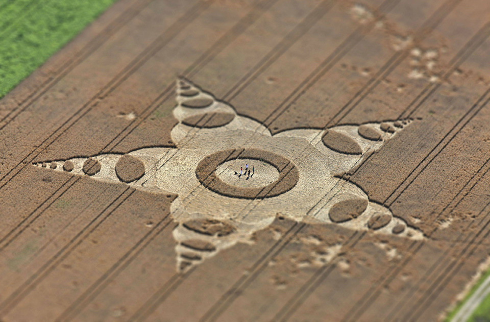 aerial shot of crop circle, germany