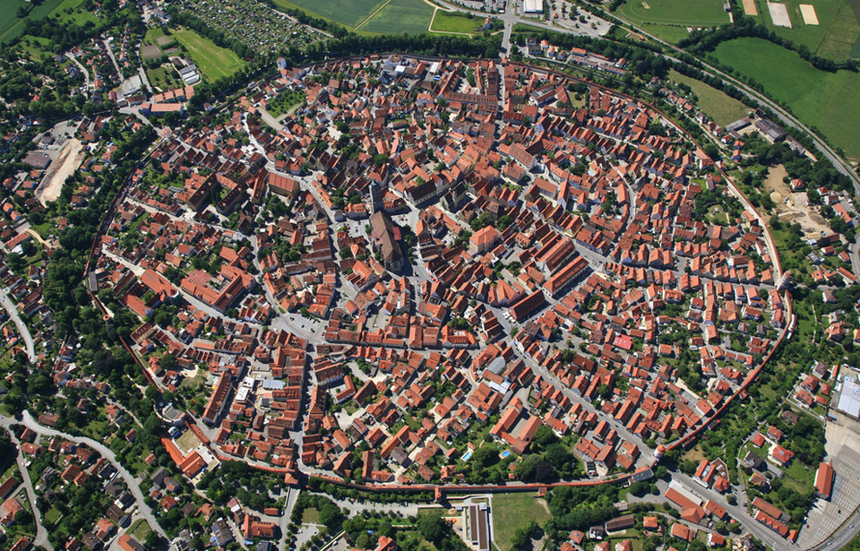 aerial view of nördlingen, germany