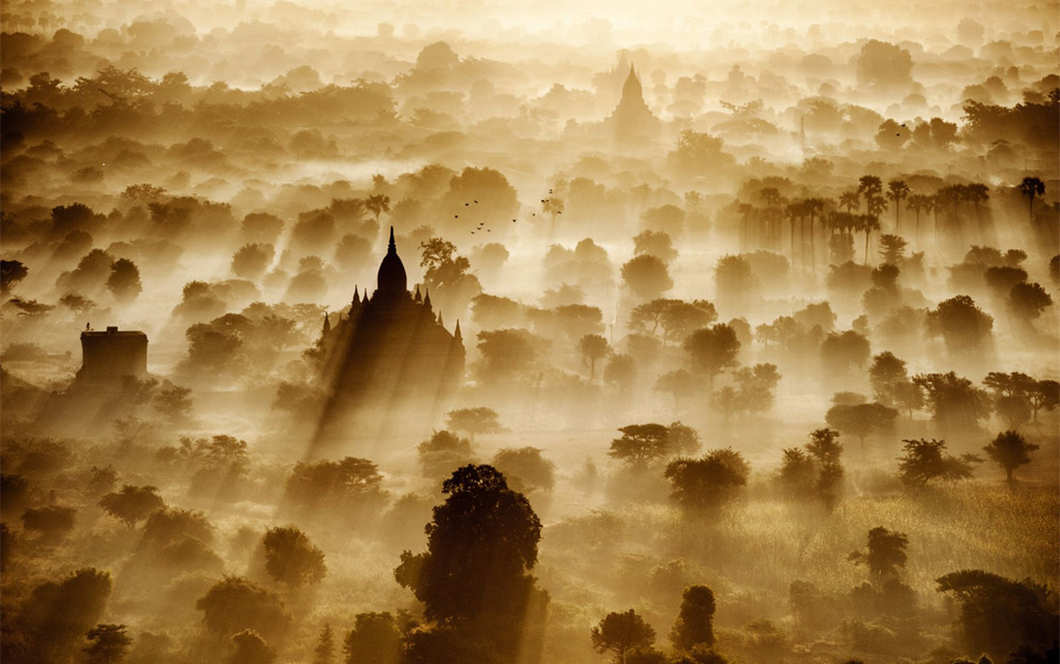 sunrise over the ancient city of bagan, myanmar