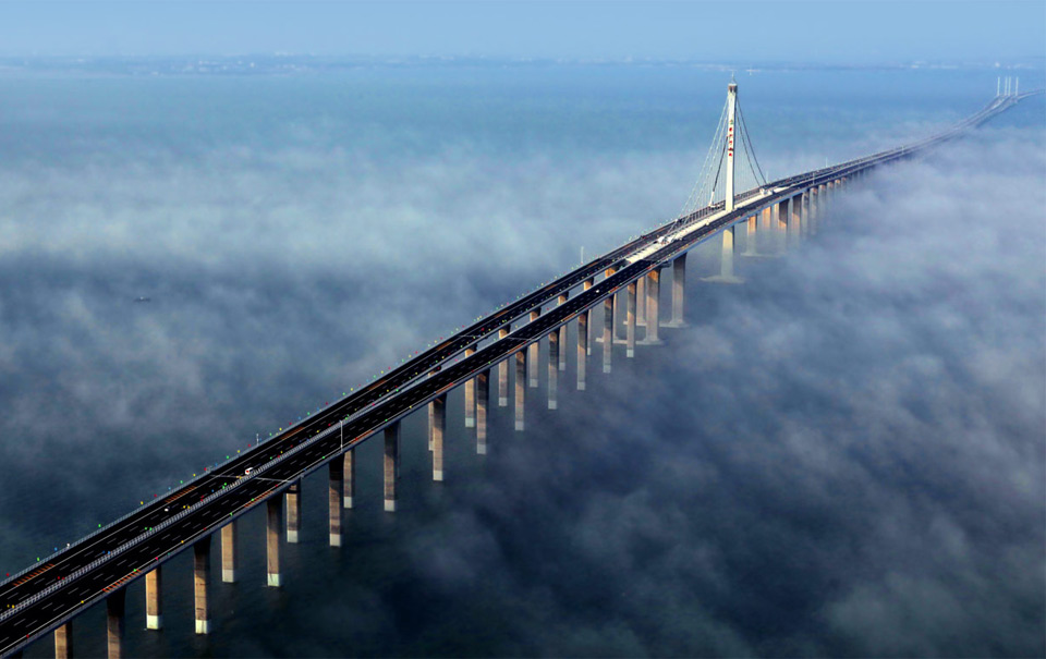 world`s longest bridge, jiaozhou bay, china