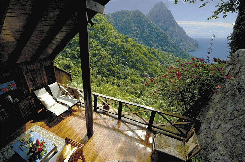 breathtaking view from balcony, st. lucia