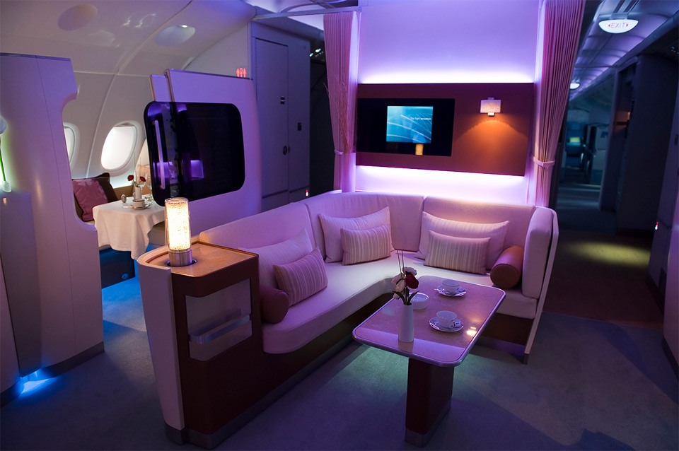 first class cabin on the airbus A-380