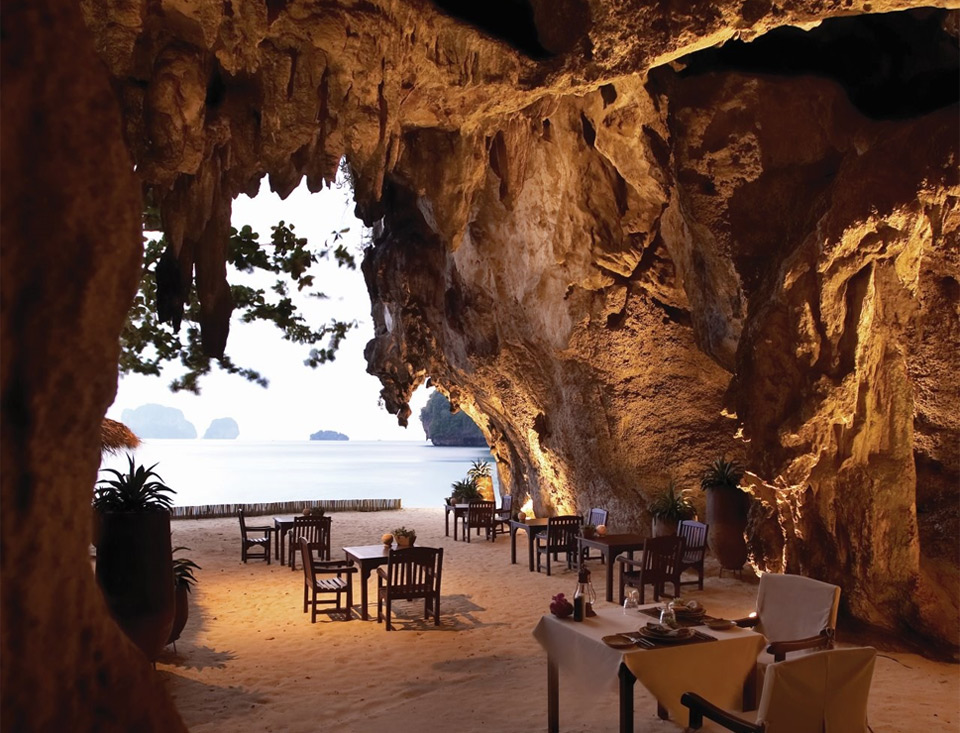restaurant inside cave, thailand