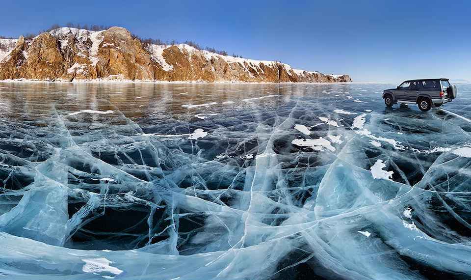 frozen baikal lake, russia