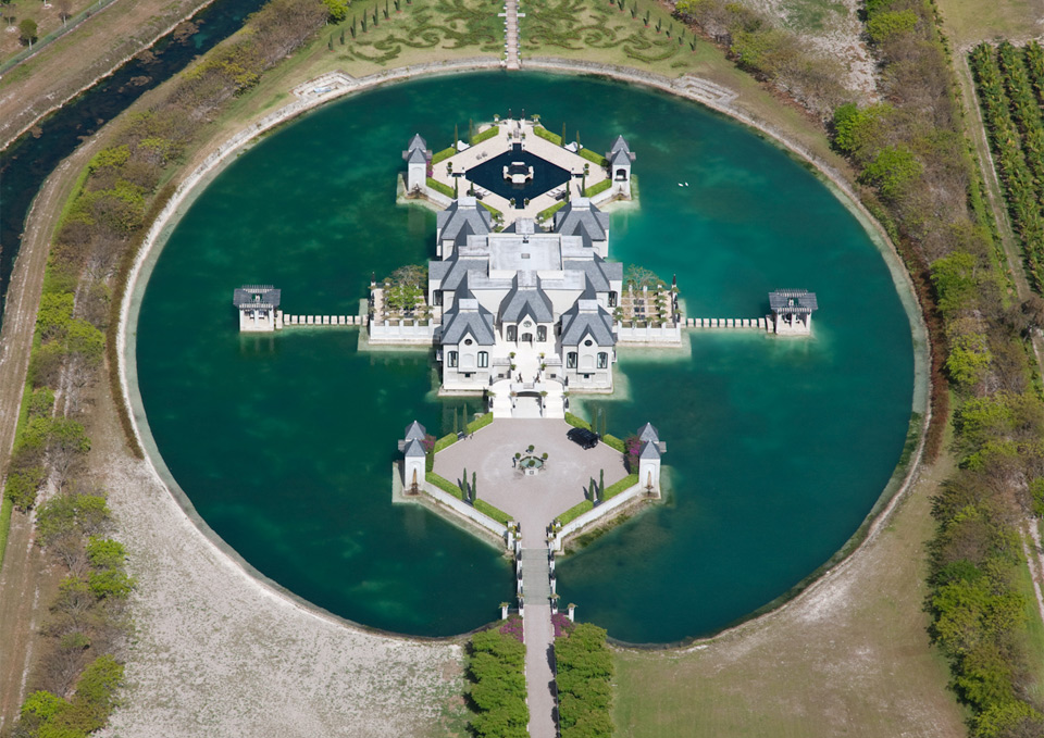 private castle surrounded by water, miami