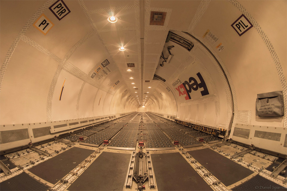 inside FedEx Boeing 757 cargo airplane