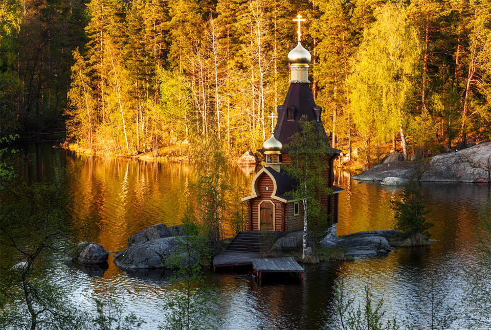 temple on a tiny island, russia