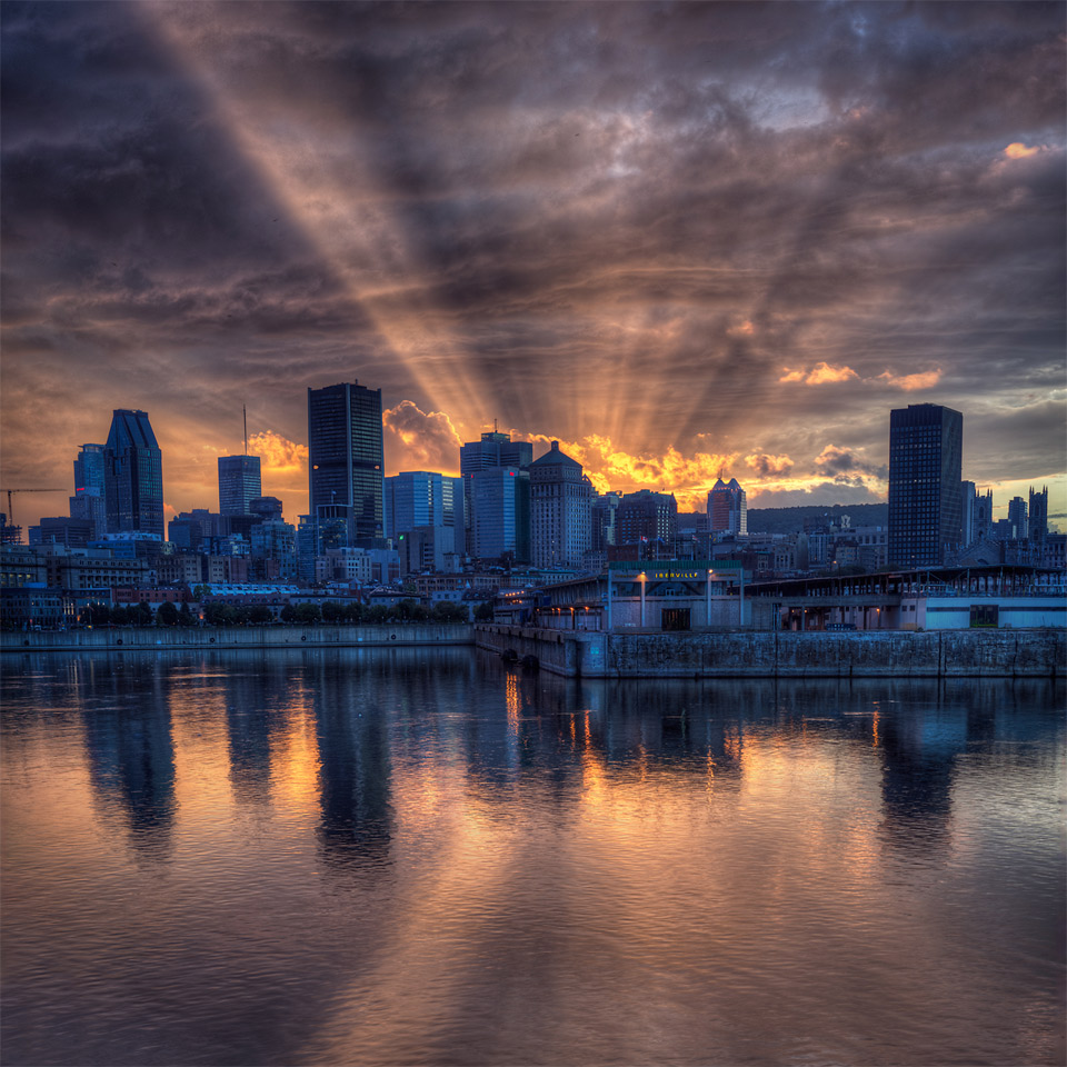 Sunshine Behind Montreal Skyline