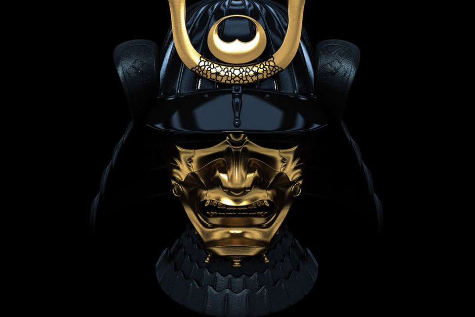 Black And Gold Ancient Samurai Mask