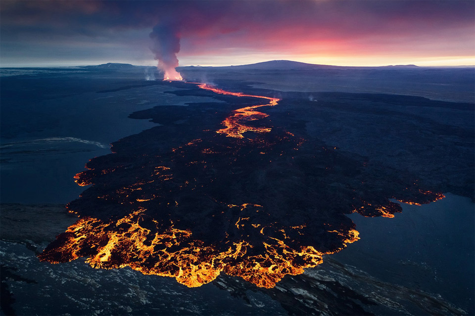 Lava Fountains of The Eruption in Holuhraun, Iceland