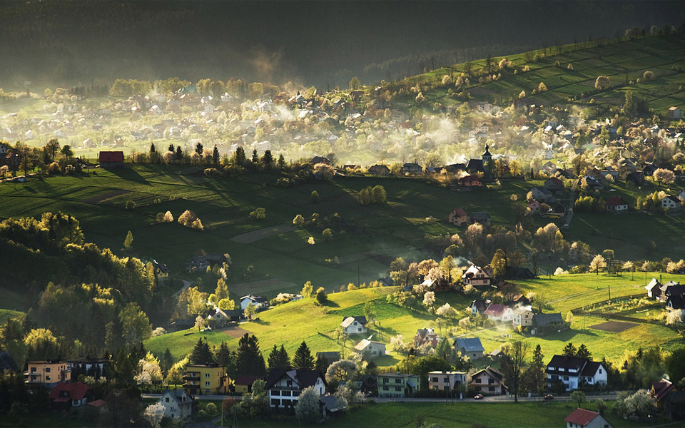 Village in Beskids Mountains, Poland