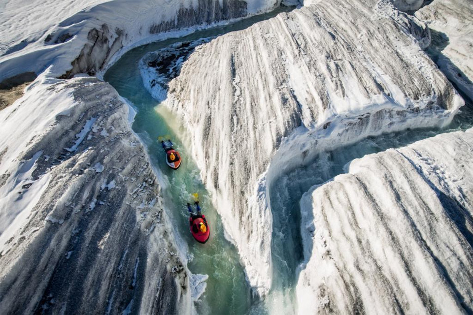 Water Sliding In Glacier