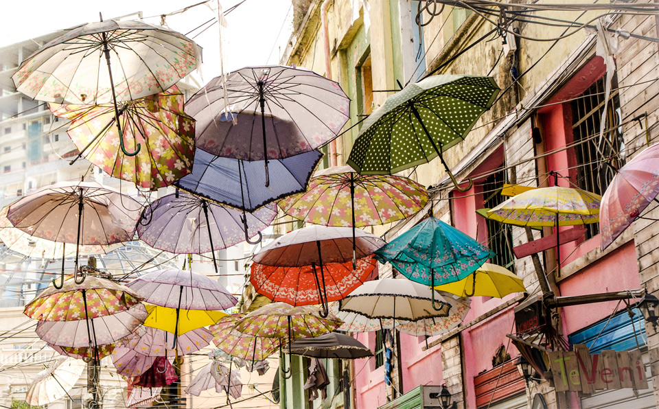 Umbrellas At Streets Of Albania
