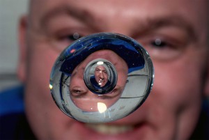 Astronaut Through Water Bubble
