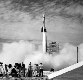 the first rocket launch from cape canaveral 1950