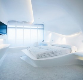 futuristic hotel room in madrid