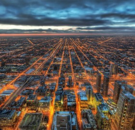 chicago grid at night