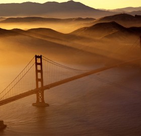 golden bridge at dusk