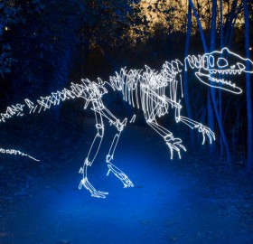 light graffiti dinosaurs