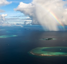 rainbow over maldives