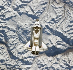 space shuttle over the andes mountains