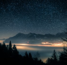 starry night over switzerland
