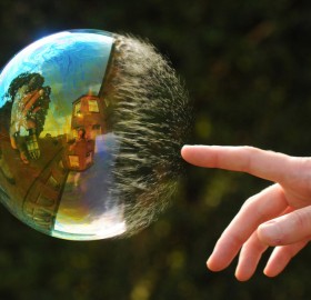 reflection in popping bubble