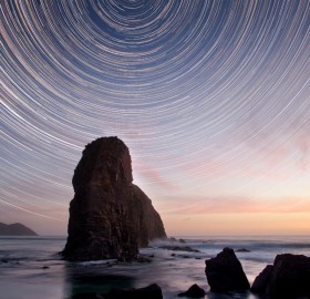 star trails at sunset