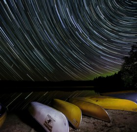 star trails over pog lake, canada