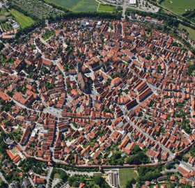 aerial view of nördlingen, germany